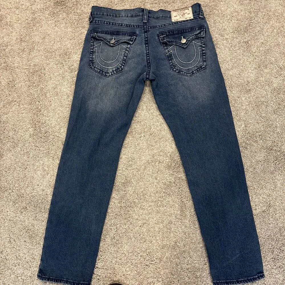 True Religion Men's Geno Relaxed Slim Fit Straight Jeans, Size 33 X 30
